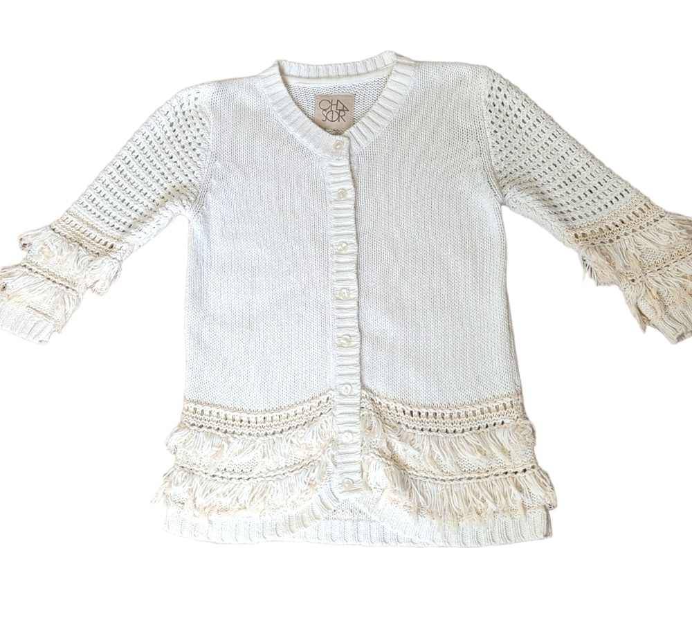 CHASER Knit Fringe Cardigan